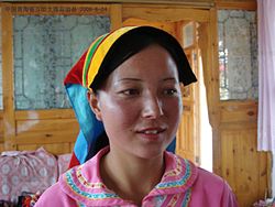 A Monguor woman in Huzhu County, Xining, Qinghai Province