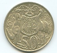 1966 round 50 cent coin