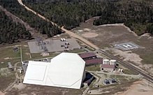 Buildings housing the 20th Space Control Squadron's AN/FPS-85 phased array radar at Eglin Air Force Base Site C-6.