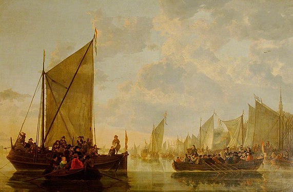 A Landing Party on the Maas at Dordrecht, 1655–1660, Waddesdon Manor. The other canvas that appears to show an event in the end stages of the Eighty Years' War is now in the National Gallery of Art, Washington.