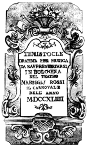 Antonio Costantini – Temistocle – Titelseite des Librettos – Bologna 1744