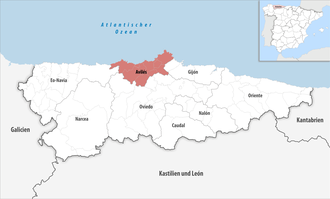 Die Lage der Comarca Avilés in der autonomen Gemeinschaft Asturien