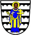 5 barrulets—Argent; five barrulets sable, engrailed on their under edges, the figure of St Peter enhaloed, proper, vested azure and or, in his dexter hand two keys in saltire or and argent—Burgh of Thurso, Scotland