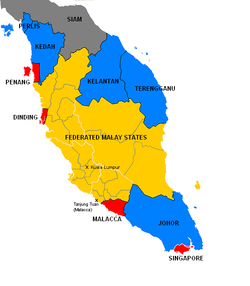 Beruas, Manjung (as Dinding on the map above) was the presumed location of Gangga Negara, as seen in this map of British Malaya.