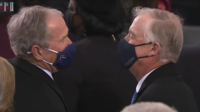 Quayle (right) with George W. Bush (left) at the 2021 Presidential Inauguration