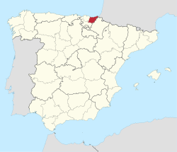 Map of Spain with Gipuzkoa highlighted