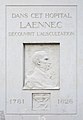 Laennec's memorial tablet in the front of the old hospital. "Here, Laennec discovered the Stethoscope".