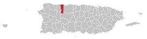 Map of Puerto Rico highlighting Hatillo Municipality