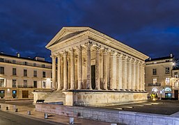 Ancient Roman architecture: The Maison Carrée from Nîmes (France), one of the best-preserved Roman temples, c. 2 AD