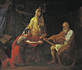 Theodosius (Feodossi) von Borez gibt das Schwert von Ratmir an Miroslaw, Häuptling der Nowgoroder und Marfas ausgewählter Ehemann für ihre Tochter Xenia, Dmitri Iwanow, 1808