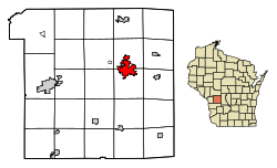 Location of Tomah in Monroe County, Wisconsin