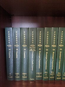 Volumes of Purdon's Pennsylvania Statutes Annotated which compose Pennsylvania's Consolidated Statutes (specifically volumes of Titles 16, 17, and 53).