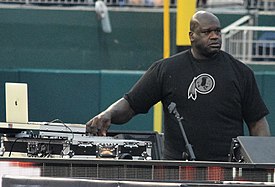 O'Neal DJing at the All-Star Legends & Celebrity Softball Game at Nationals Park in Washington, D.C., in July 2018