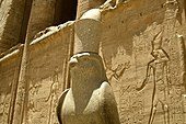 Statue of Horus in the courtyard of the temple