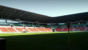 Der Innenraum des Stadions Miejski w Tychach im Juli 2015