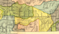 Crow Indian Reservation, 1868 (area 619 and 635). Yellow area 517 is 1851 Crow treaty land ceded to the U.S