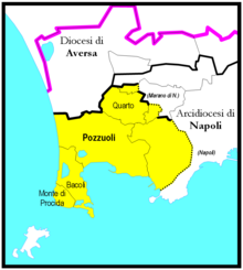outline map of diocese of Pozzuoli, on n. shore of Bay of Naples