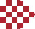 Croatia in personal union with Hungary (Early 16th century–1526). Banner of Croatian troops (chessboard) in battle of Mohacs, carried by one of the captains of Croatian ban.
