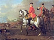 King George II at the Battle of Dettingen in 1743, by John Wootton. It remains the last time a British monarch personally led his troops into battle.