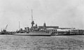 HMS Dauntless (D45) at the Royal Naval Dockyard in Bermuda in the 1930s