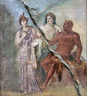 Hercules in Olympus with Juno and Minerva, fresco from Herculaneum, 1st century CE