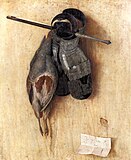Still-Life with Partridge and Gauntlets by Jacopo de' Barbari, 1504. The first still-life trompe l'œil since antiquity
