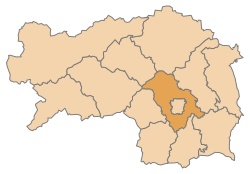 Lage des Bezirks Bezirk Graz-Umgebung im Bundesland Steiermark (anklickbare Karte)