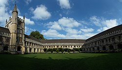 Panorama across the Cloister. On the left is the Founder's Tower.