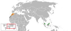 Map indicating locations of Malaysia and Morocco