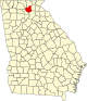 State map highlighting Lumpkin County