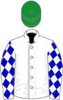 White, light-blue cross-belts, diamonds on sleeves, green cap