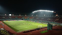 The stadium during the gold medal match between South Korea and Japan at the men's football tournament of 2018 Asian Games