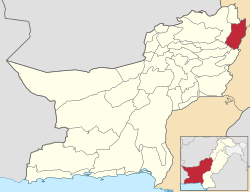 Karte von Pakistan, Position von Distrikt Musakhel hervorgehoben