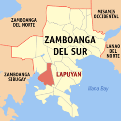 Map of Zamboanga del Sur with Lapuyan highlighted