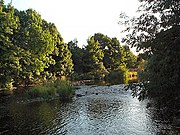 River Wharfe east of Otley looking upstream 53°54′38.72″N 1°40′37.97″W﻿ / ﻿53.9107556°N 1.6772139°W﻿ / 53.9107556; -1.6772139
