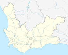 Map showing the location of Elands Bay Cave