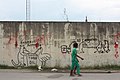 Graffiti auf der Mauer der australischen Botschaft in Dili