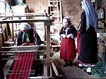 Simple shepherd's check tartan being woven by Pomaks in Greece, 2007