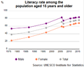 Image 65Egyptian literacy rate among the population aged 15 years and older by UNESCO Institute of Statistics (from Egypt)