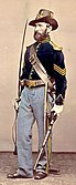 1866 picture of Model showing correct uniform of Company "A" 1st US Cavalry Sgt wearing Hardee hat in full dress