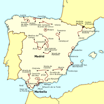 A map showing the location and route of each stage in the 2015 Vuelta a España