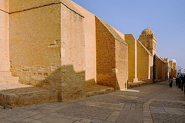 Buttresses of the western side of the Mosque of Uqba in Kairouan, Tunisia
