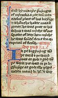 Typical Gothic pen flourishes in an unillustrated working copy of John's gospel in English, late 14th century.