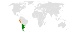 Map indicating locations of Argentina and Peru