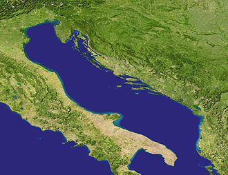 Adriatisches Meer (Ausschnitt aus Blue-Marble-Karte der NASA)