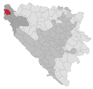 Lage der Gemeinde Cazin in Bosnien und Herzegowina (anklickbare Karte)