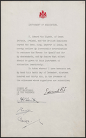 Instrument of abdication signed by King Edward VIII and his three brothers, Albert, Henry and George, 10 December 1936