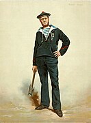 French sailor wearing a striped boat neck shirt and jumper