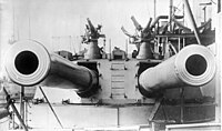 Pair of 12-inch guns on HMS Dreadnought, between 1907-1922