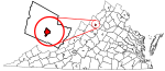 State map highlighting Harrisonburg